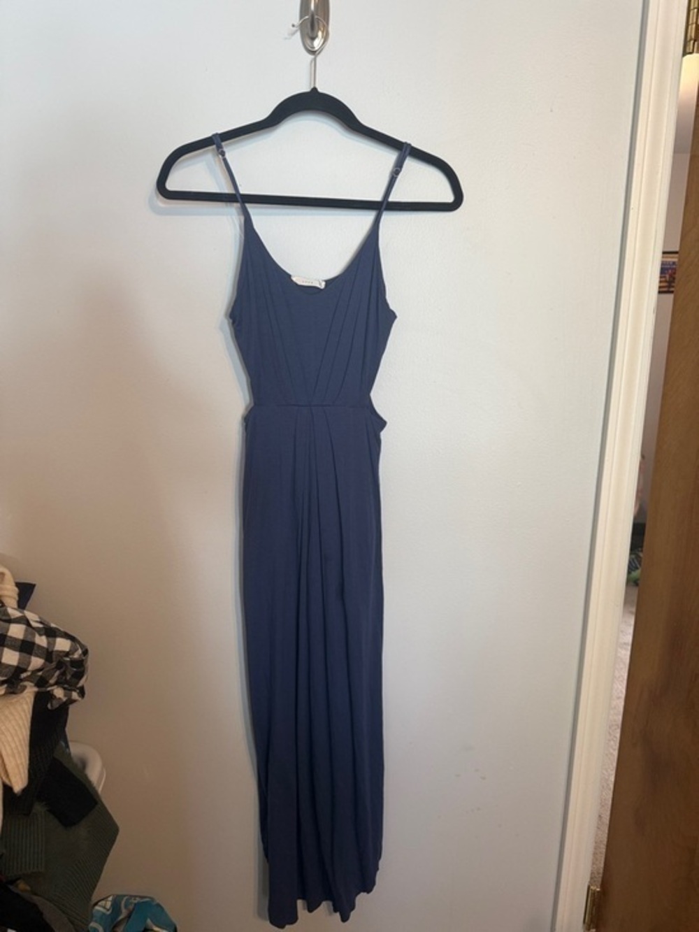 Lush Blue Side Cutout Maxi Tee Shirt Dress Extra Small